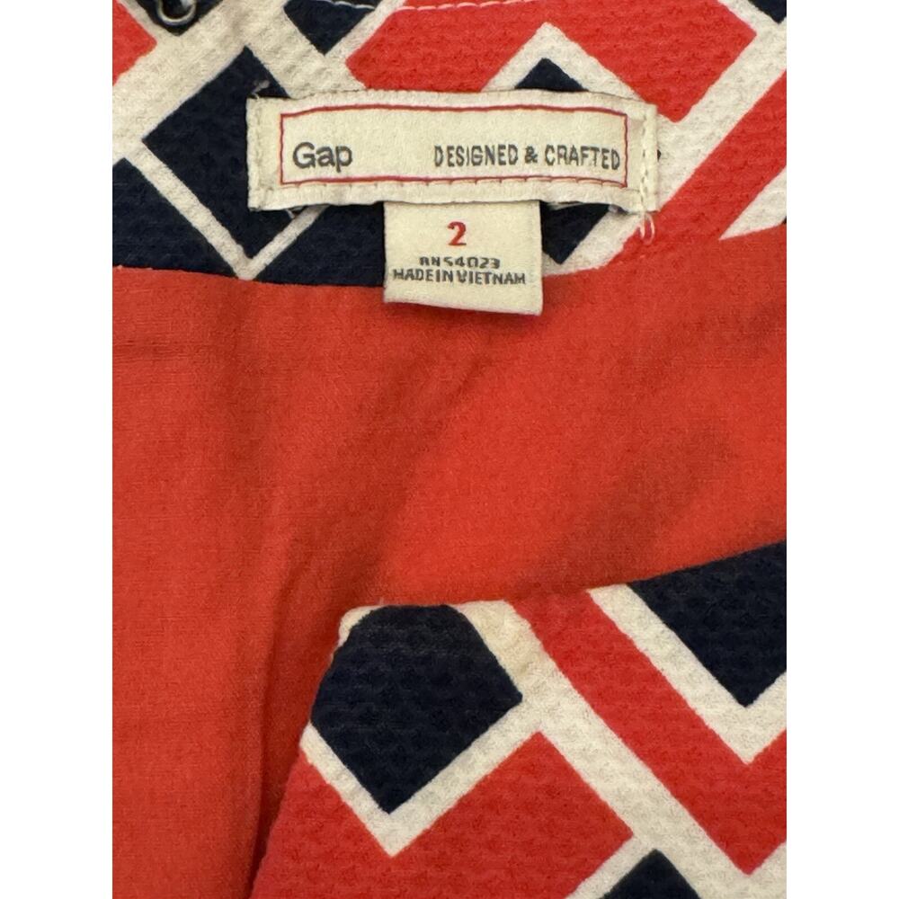 Gap Designed & Crafted Sleeveless Fully Lined Dress Pink And Blue Geometric Sz 2 - Picture 6 of 12